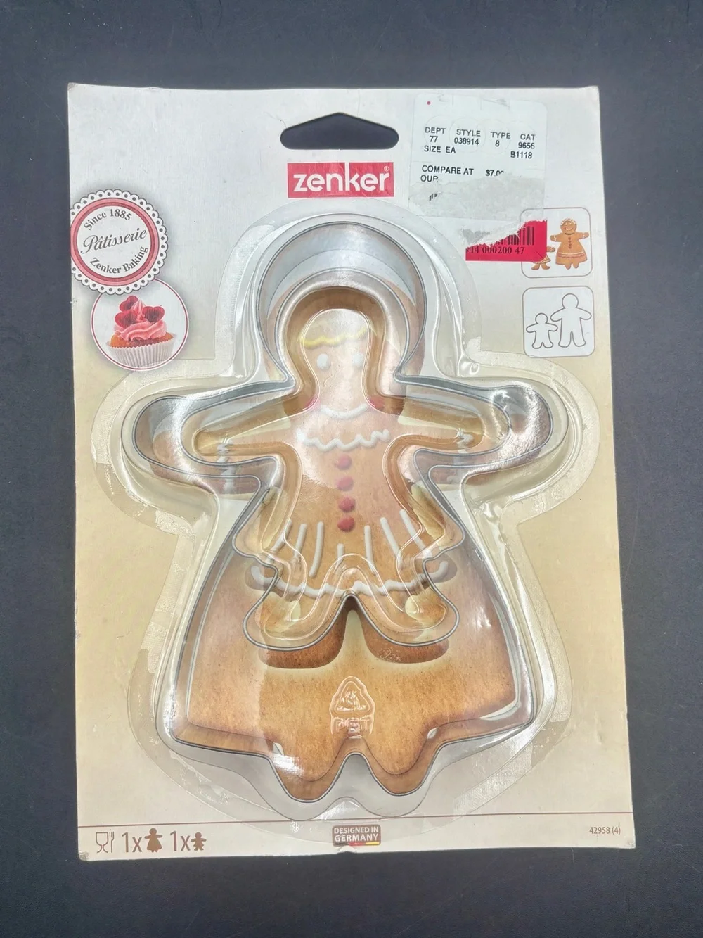 Zenker Stainless Steel Gingerbread Man Cookie Cutters Set - 2 Sizes - Brand New